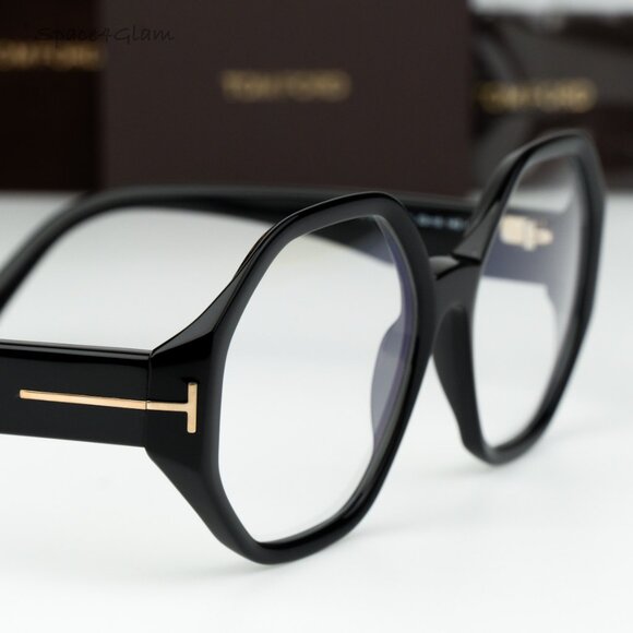 Tom Ford Woman Eyeglasses Black Blue Block Round FT5967-B 001 NEW AUTHENTIC - Picture 4 of 9